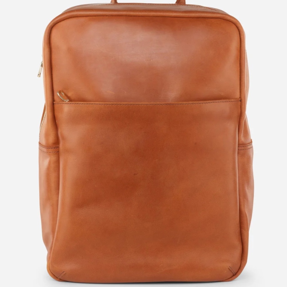 Parker Clay Mari Leather Backpack - Rust Brown: Diaper Bag